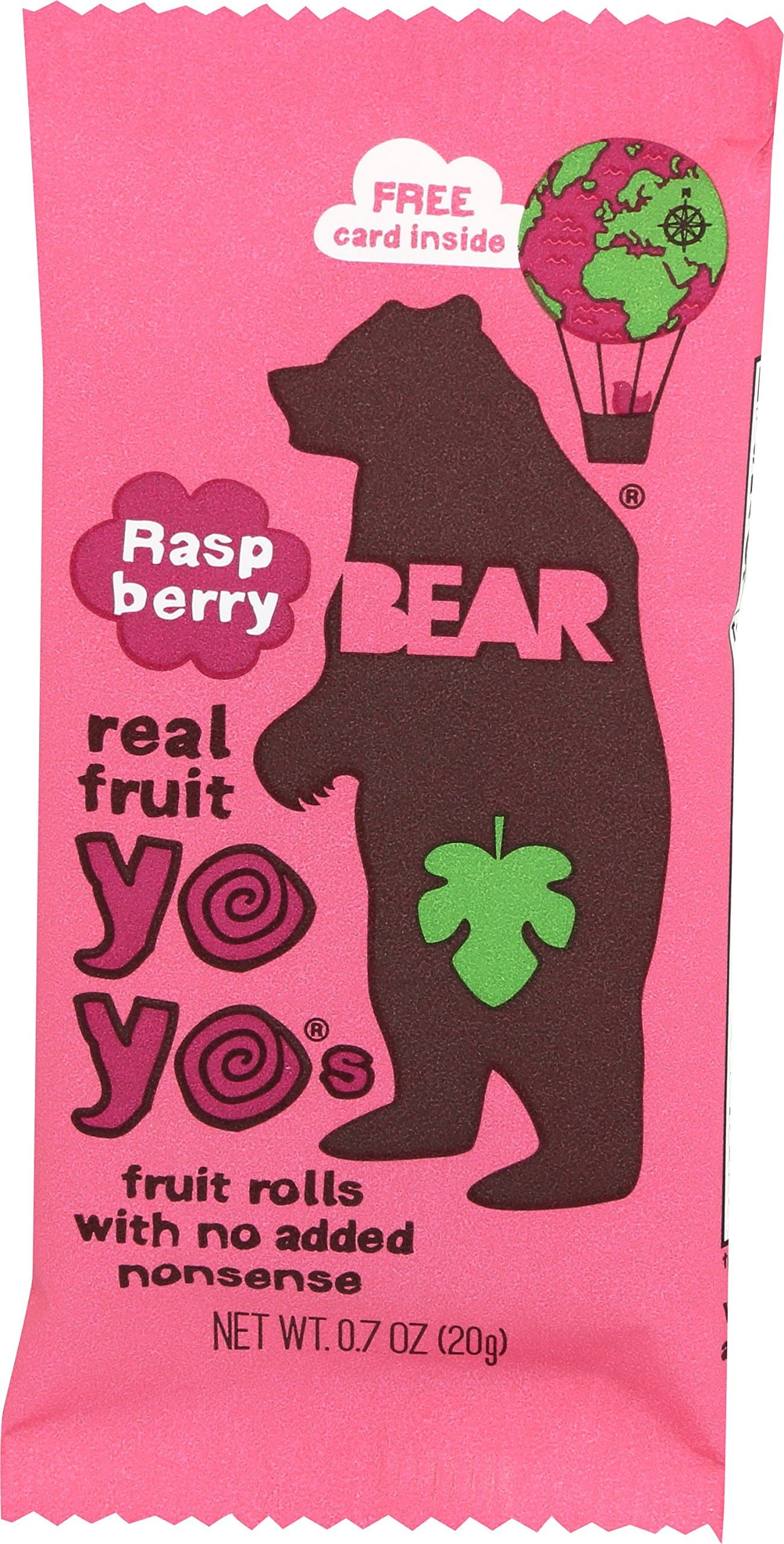 Bear Fruit Roll Raspberry Single, 0.7 oz