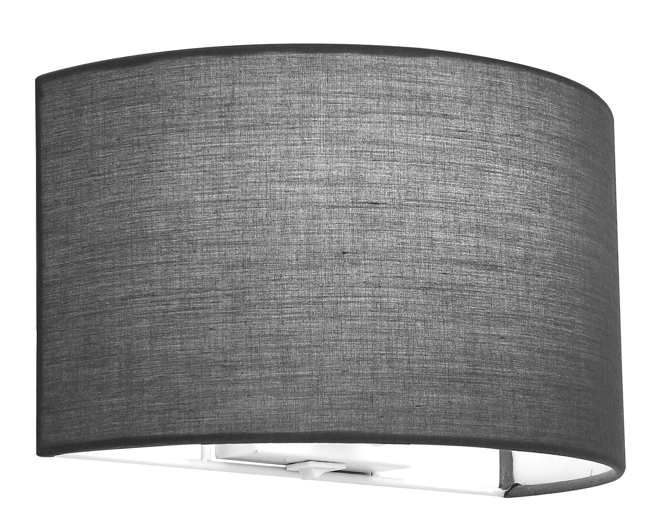 HARPER LIVING Indoor Wall Light with Switch, 1xE27 ES Wall Wash Lighting with Grey Semi-Circle Fabric Shade, Up and Down Wall Sconce Lamp, Ideal for Bedroom, Living Room, Hallway, Hotel