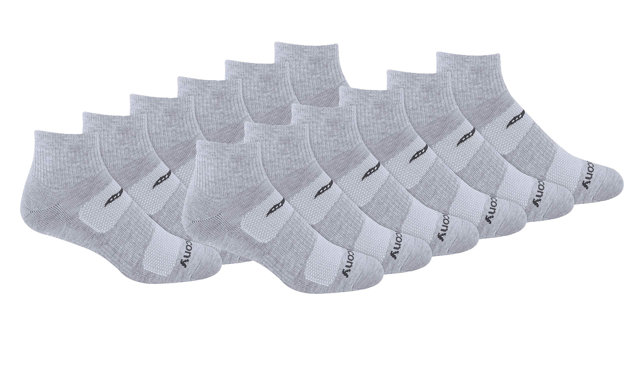 Sauconymens Multi-pack Mesh Ventilating Comfort Fit Performance Quarter Socks (6 & 12 Pairs) Running Socks