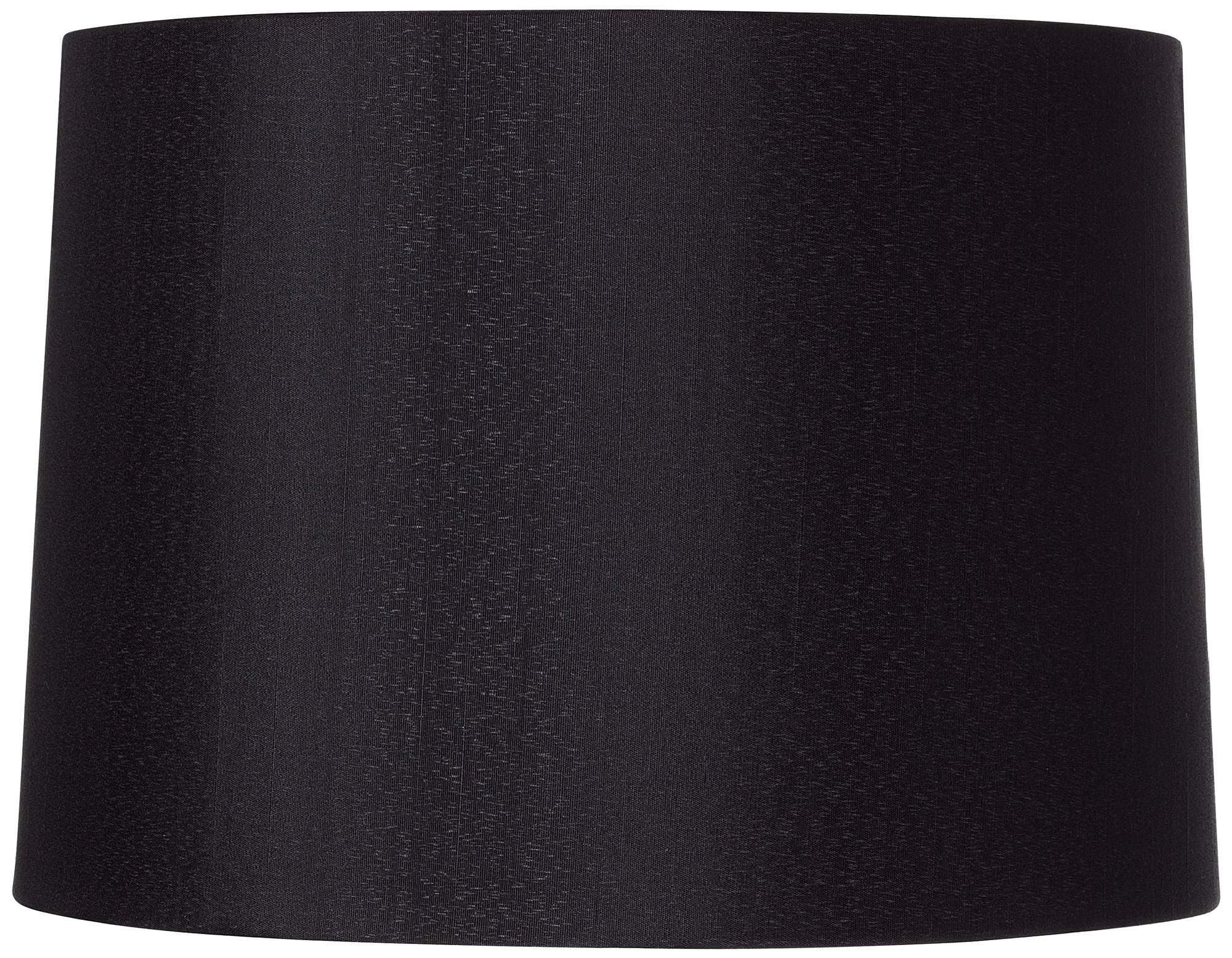 Black Large Hardback Drum Lamp Shade (Pre-Assembled) 13" Top x 14" Bottom x 10.25" Slant x 10" High (Spider) Replacement with Harp and Finial - Springcrest