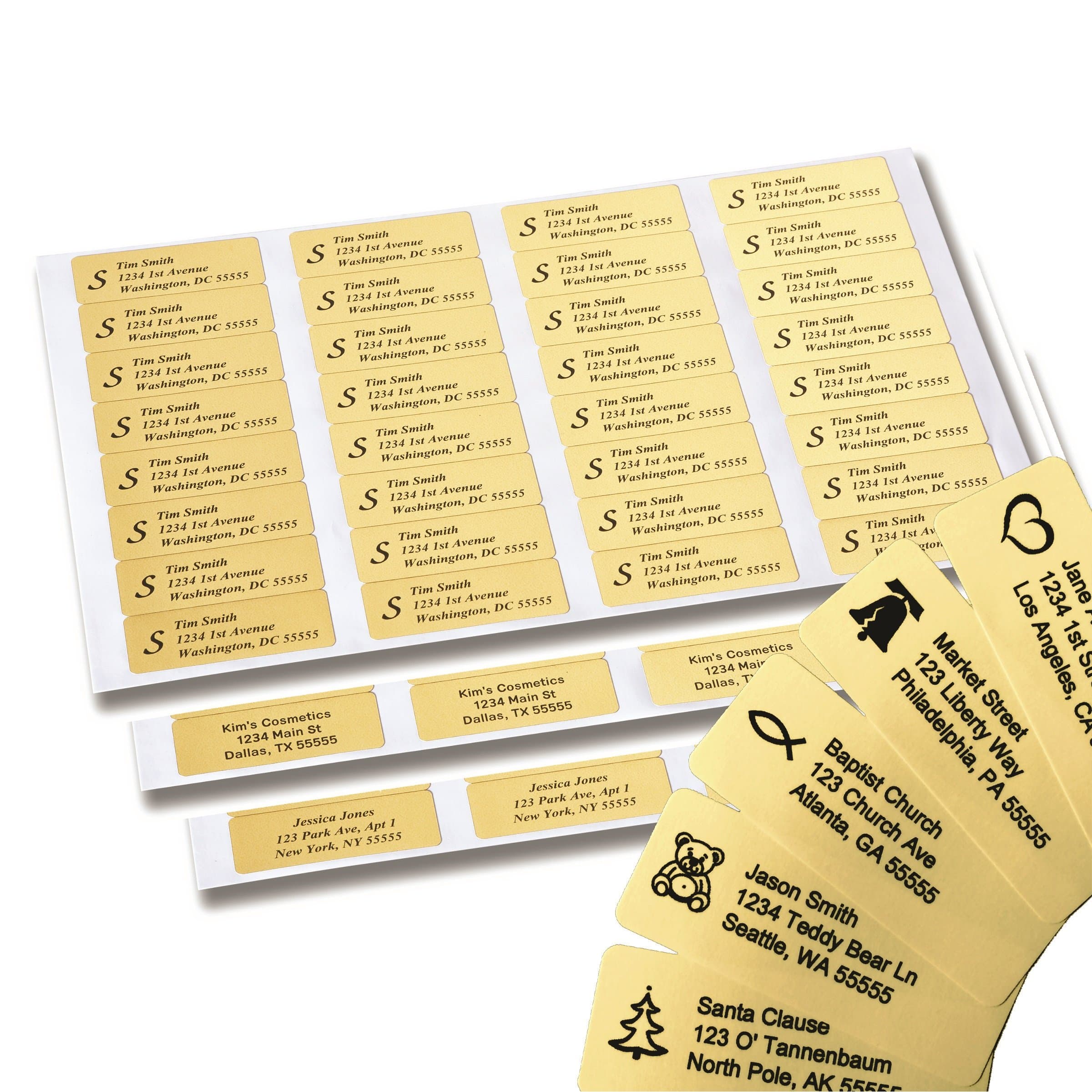 Return Address Labels - 250 Personalized Labels on Sheets (Gold)