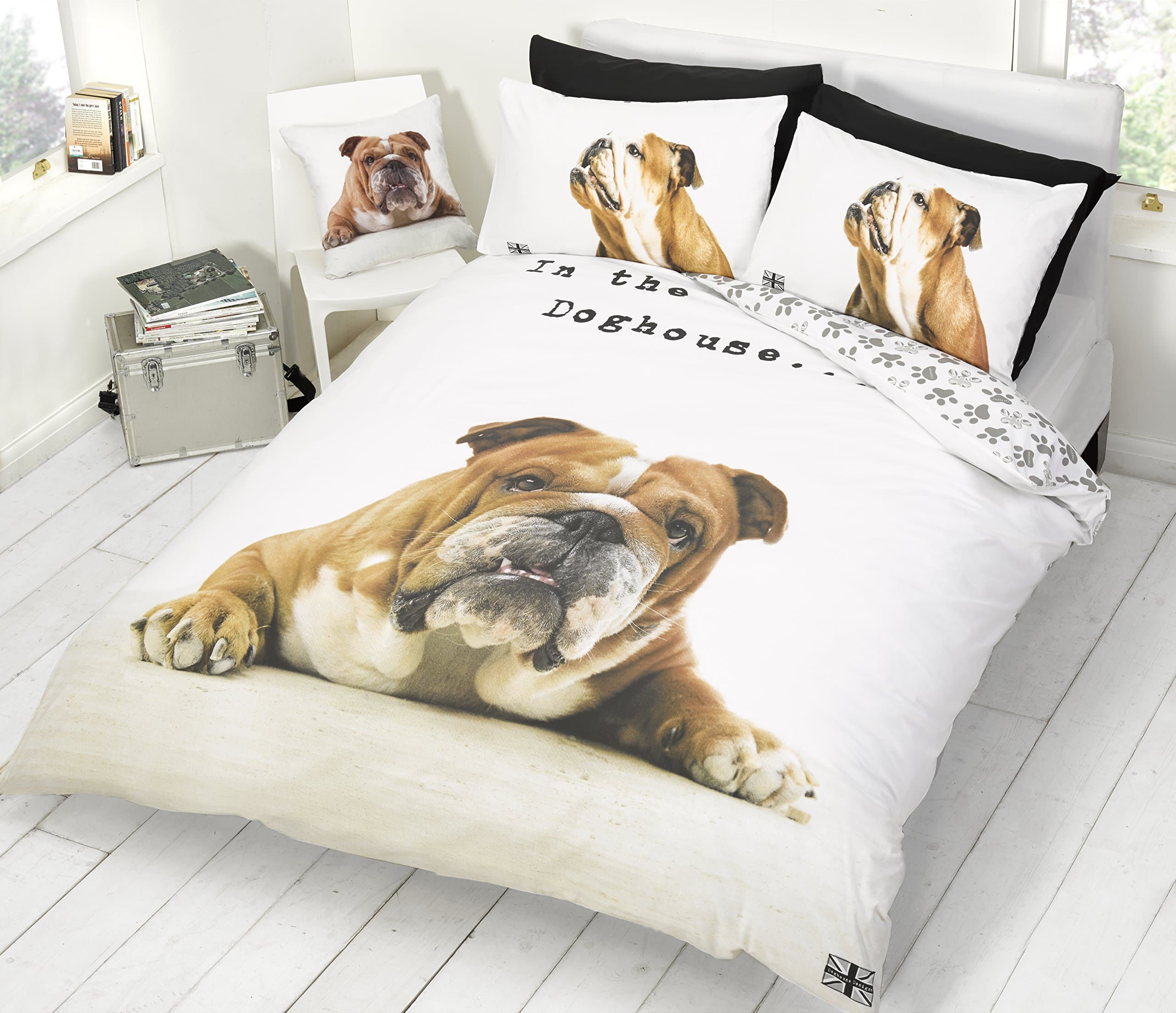 Rapport Home Barry Bulldog Duvet Set, Single, Polyester-Cotton, Multi-Colour