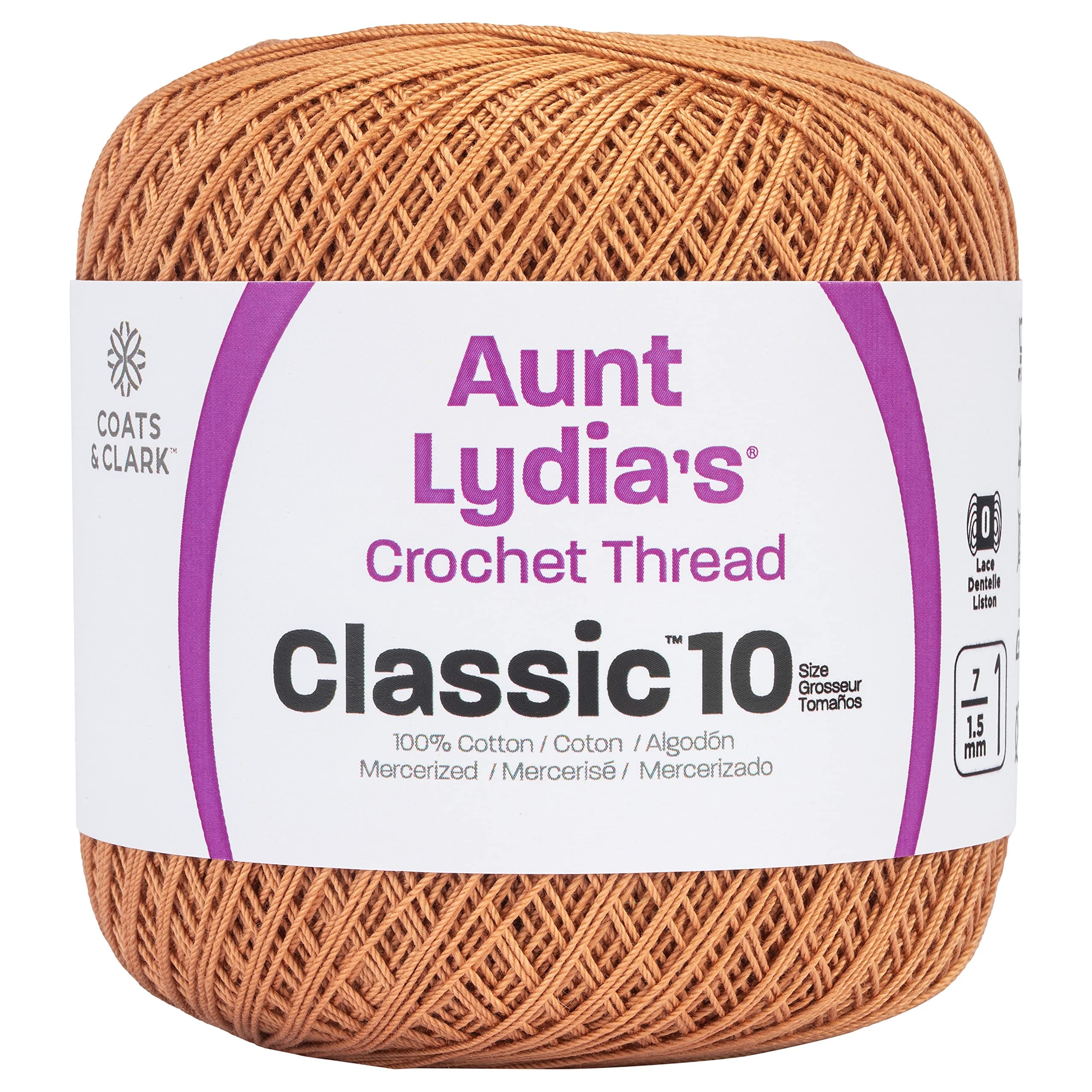 Aunt Lydia Classic Crochet Thread, 1 Pack, Copper Mist, 1050 Foot
